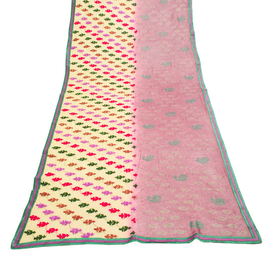 Sushila Vintage Purple Cream Dupatta Pure Georgette Hand Embroidered Long Stole