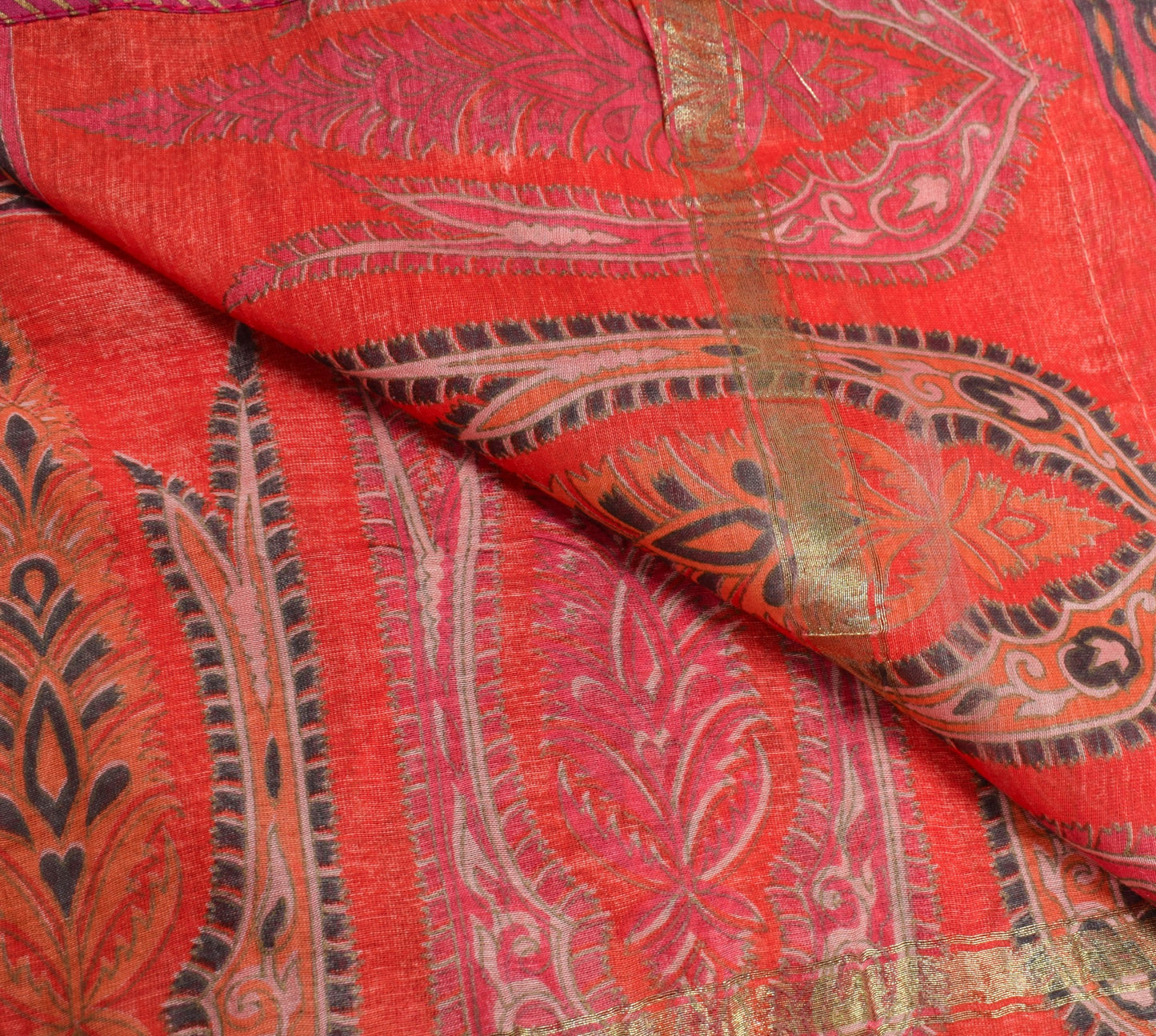 Sushila Vintage Pink Orange Dupatta 100% Pure Cotton Printed Classy Long Stole