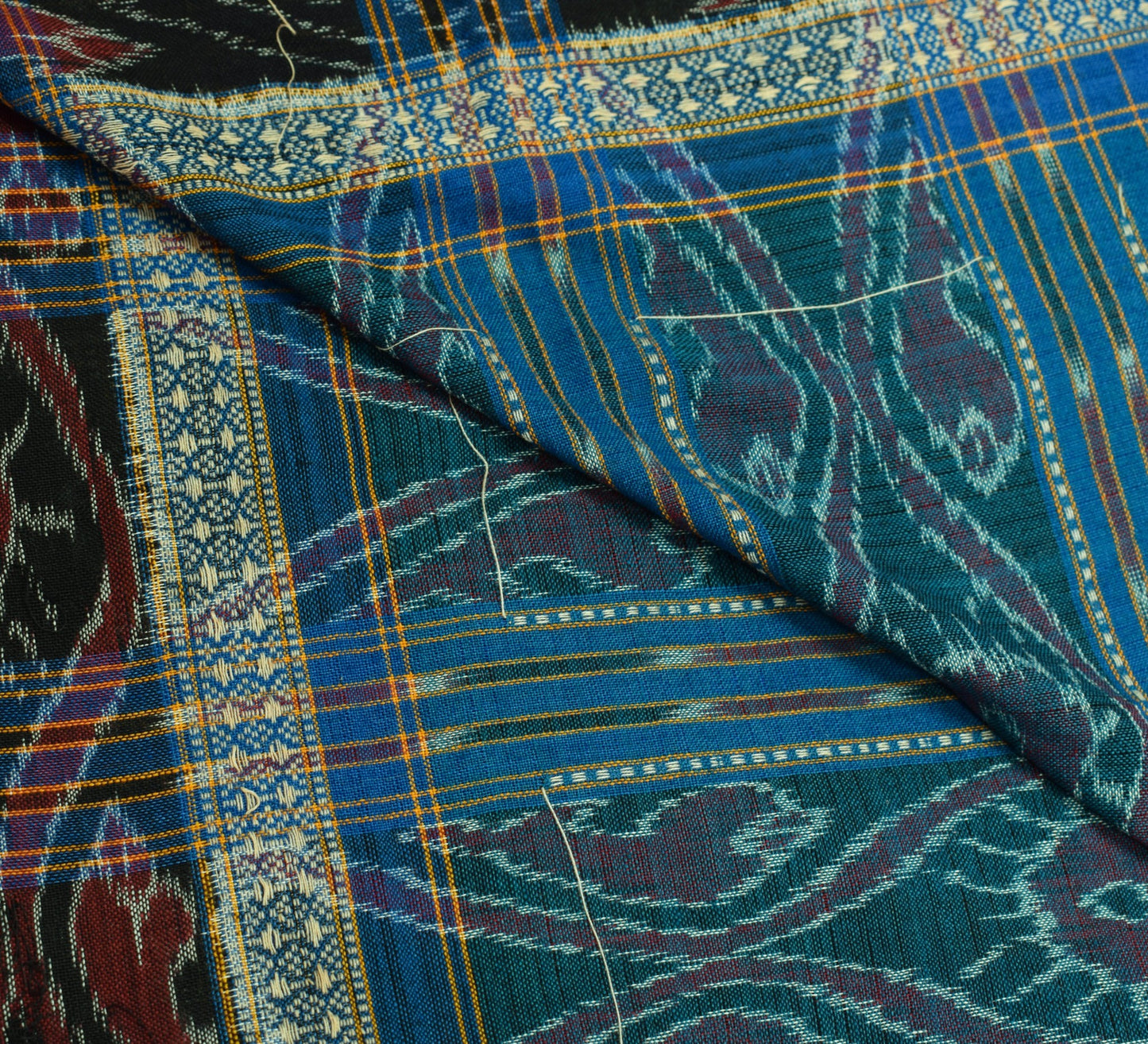 Sushila Vintage Beige 100% Pure Cotton Dupatta Hand Woven Ikat Long Stole Wrap