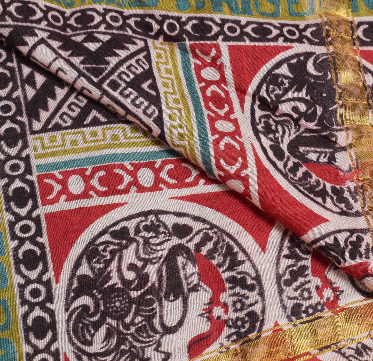 Sushila Vintage Dark Red 100% Pure Cotton Dupatta Human Printed Long Stole Veil