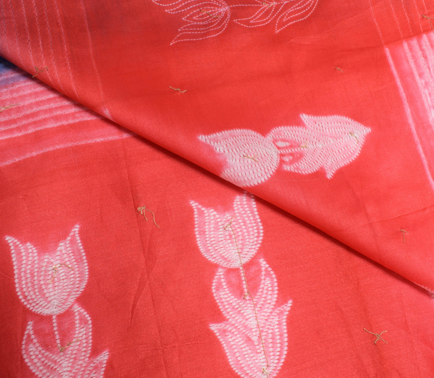 Sushila Vintage Blue Printed Dupatta 100% Pure Cotton Silk Zig-Zag Long Stole