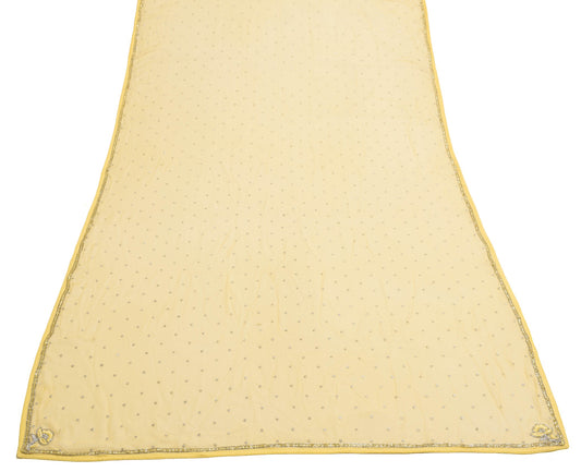 Sushila Vintage Yellow Dupatta Pure Georgette Glass Beads Embellish Long Stole