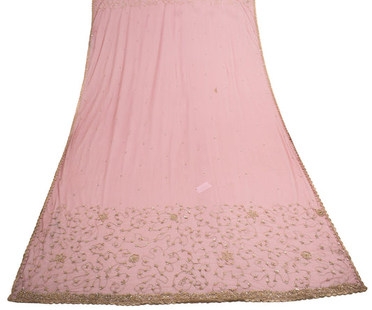 Sushila Vintage Maroon Bridal Dupatta Net Mesh Zari Embroidered Long Stole Wrap