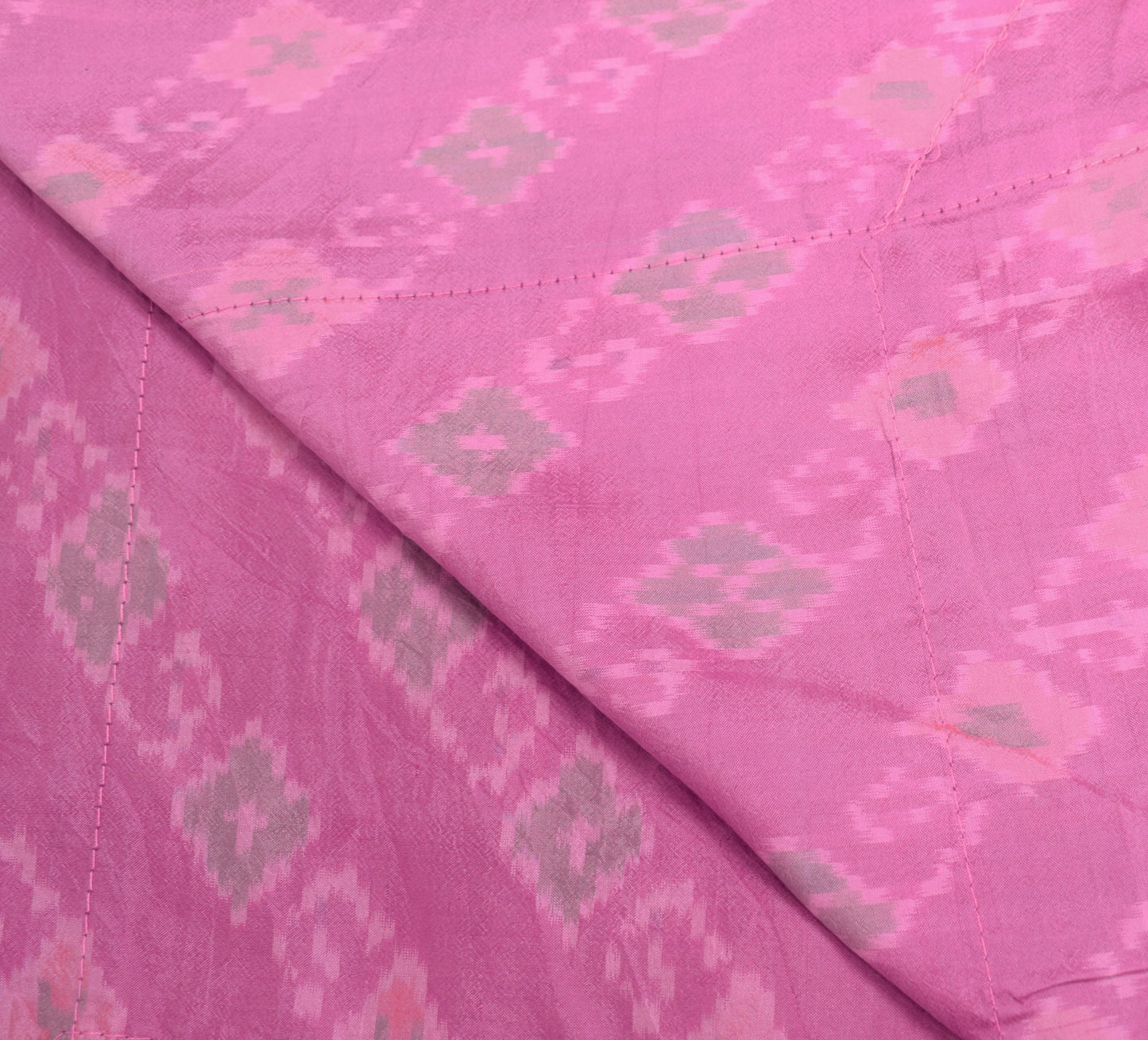 Sushila Vintage Fuchsia Pink Dupatta Pure Silk Hand Woven Ikat Soft Long Stole