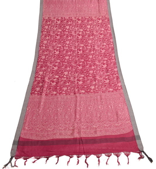 Sushila Vintage Maroon Dupatta 100% Pure Woolen Paisley Printed Warm Long Stole