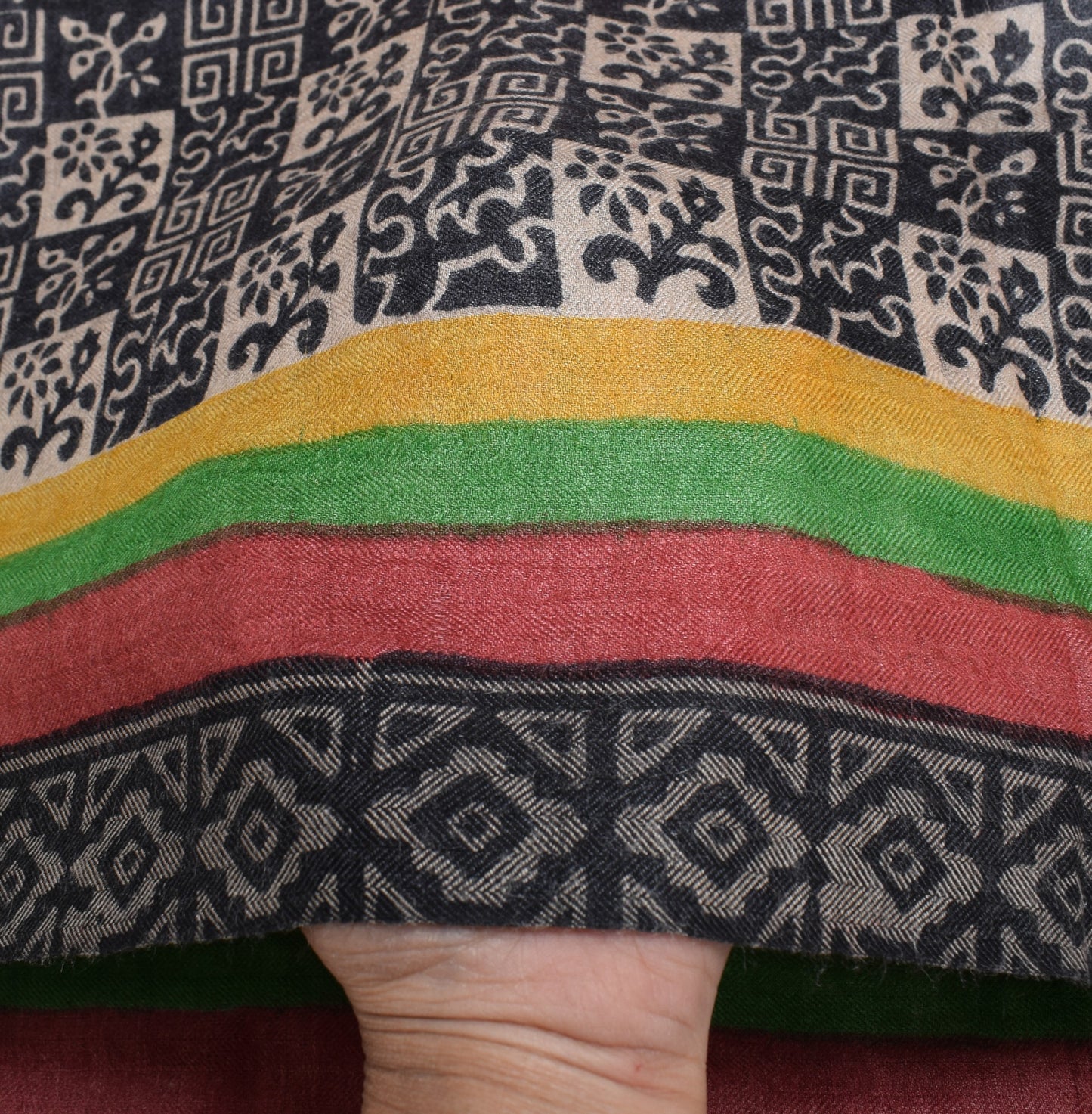 Sushila Vintage 100%Pure Woolen Dupatta Hand Block Printed Soft Long Stole Shawl