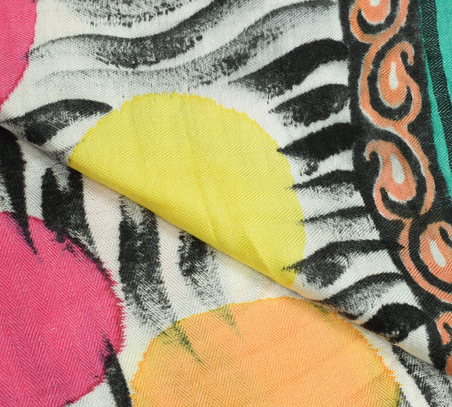 Sushila Vintage Pure Woolen Dupatta Teal Green Hand Block Printed Warm LongStole