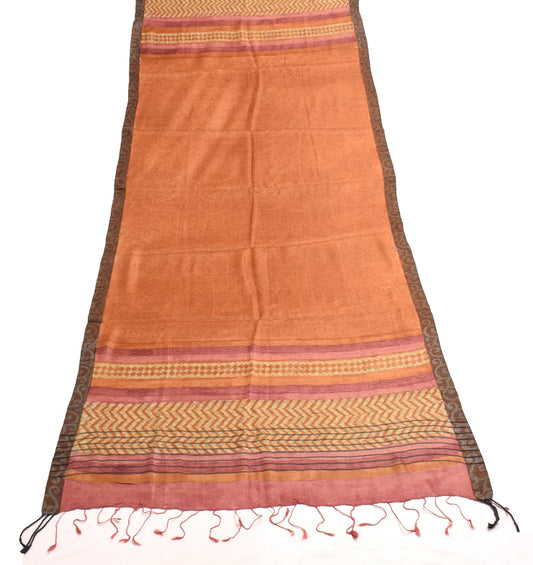 Sushila Vintage Brown Dupatta 100% Pure Woolen Printed & Woven Soft Long Stole