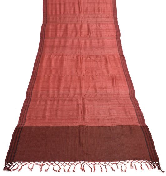 Sushila Vintage Pure khadi Silk Dupatta Maroon Woven Indian Long Stole Scarves