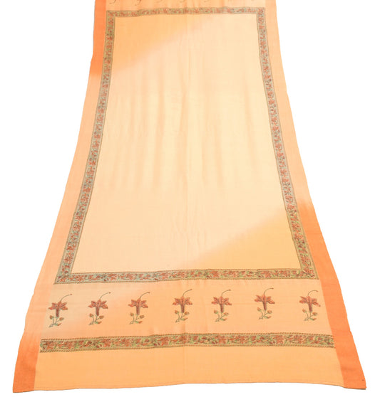 Sushila Vintage Peach Dupatta Pure Khadi Silk Hand Block Printed Long Stole Wrap
