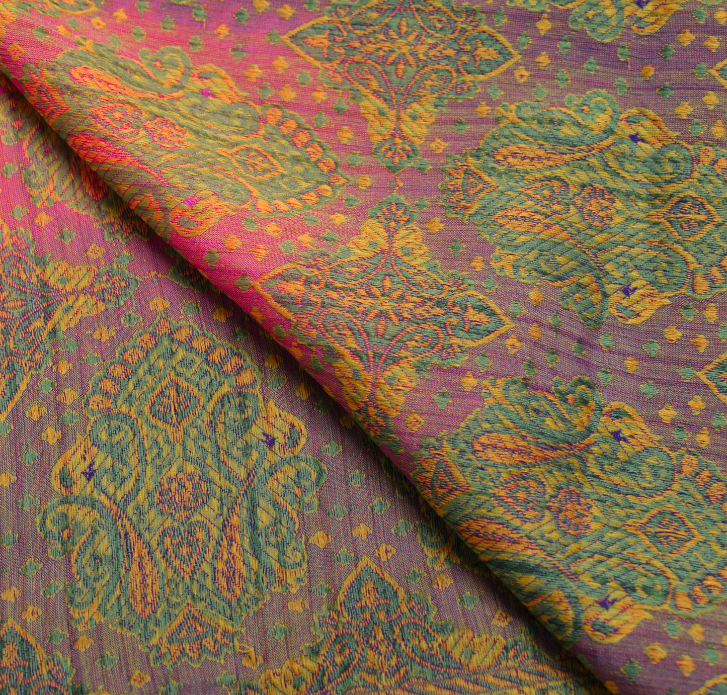 Sushila Vintage Fuchsia Pink Dupatta Pure Silk Woven Floral Women Long Stole