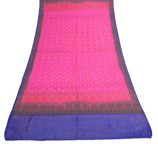 Sushila Vintage Fuchsia Pink Dupatta Pure Silk Woven Floral Women Long Stole