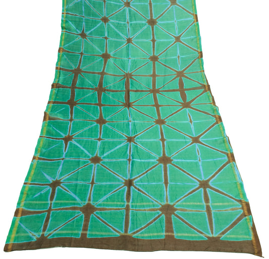 Sushila Vintage Green Batik Printed Dupatta Pure Cotton Casual Women Long Stole