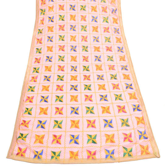 Sushila Vintage Bagh Phulkari Dupatta Art Chiffon Silk Pink Tradition Long Stole