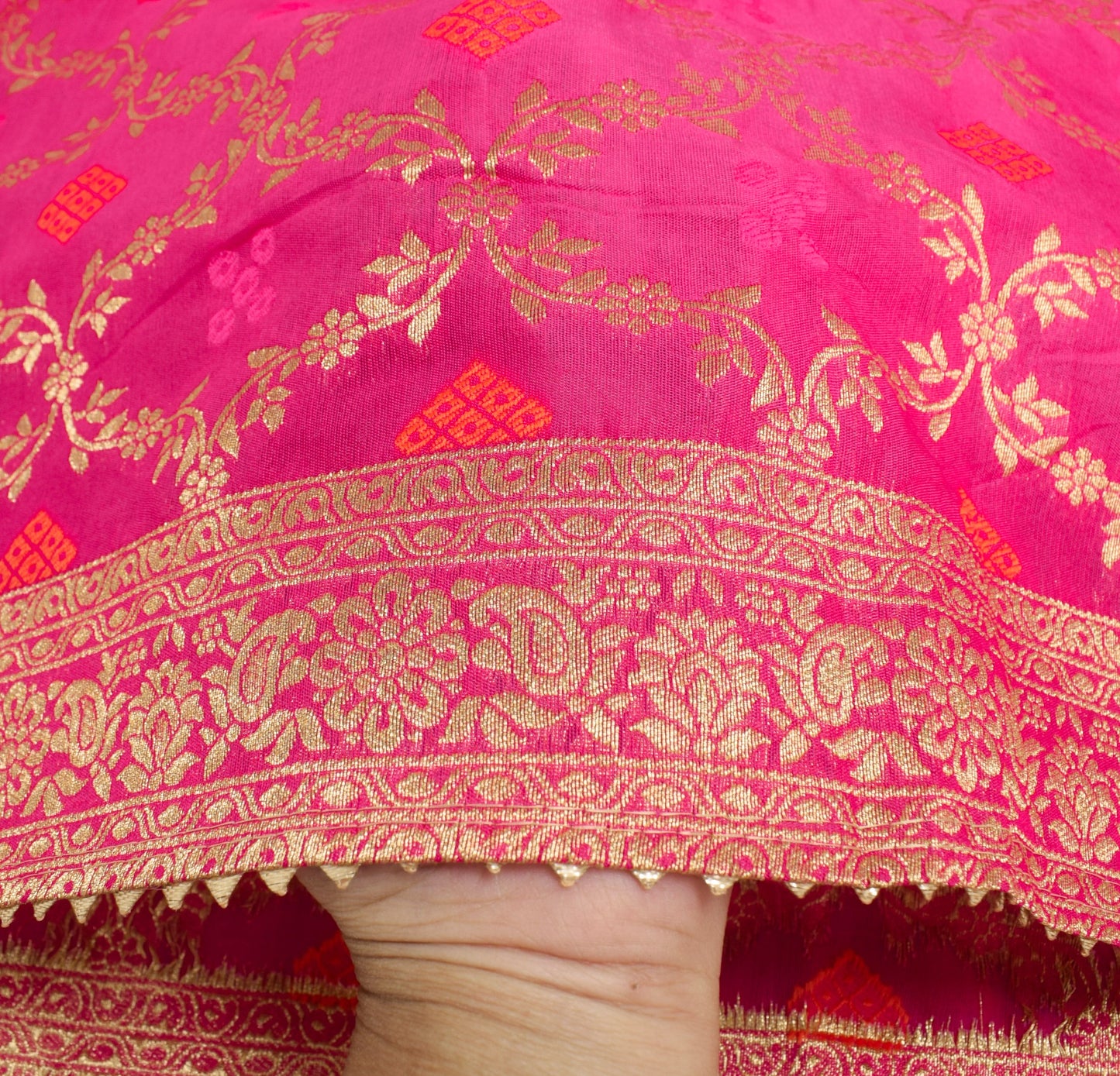 Sushila Vintage Magenta Dupatta Pure Cotton Silk Zari Brocade Wedding Long Stole