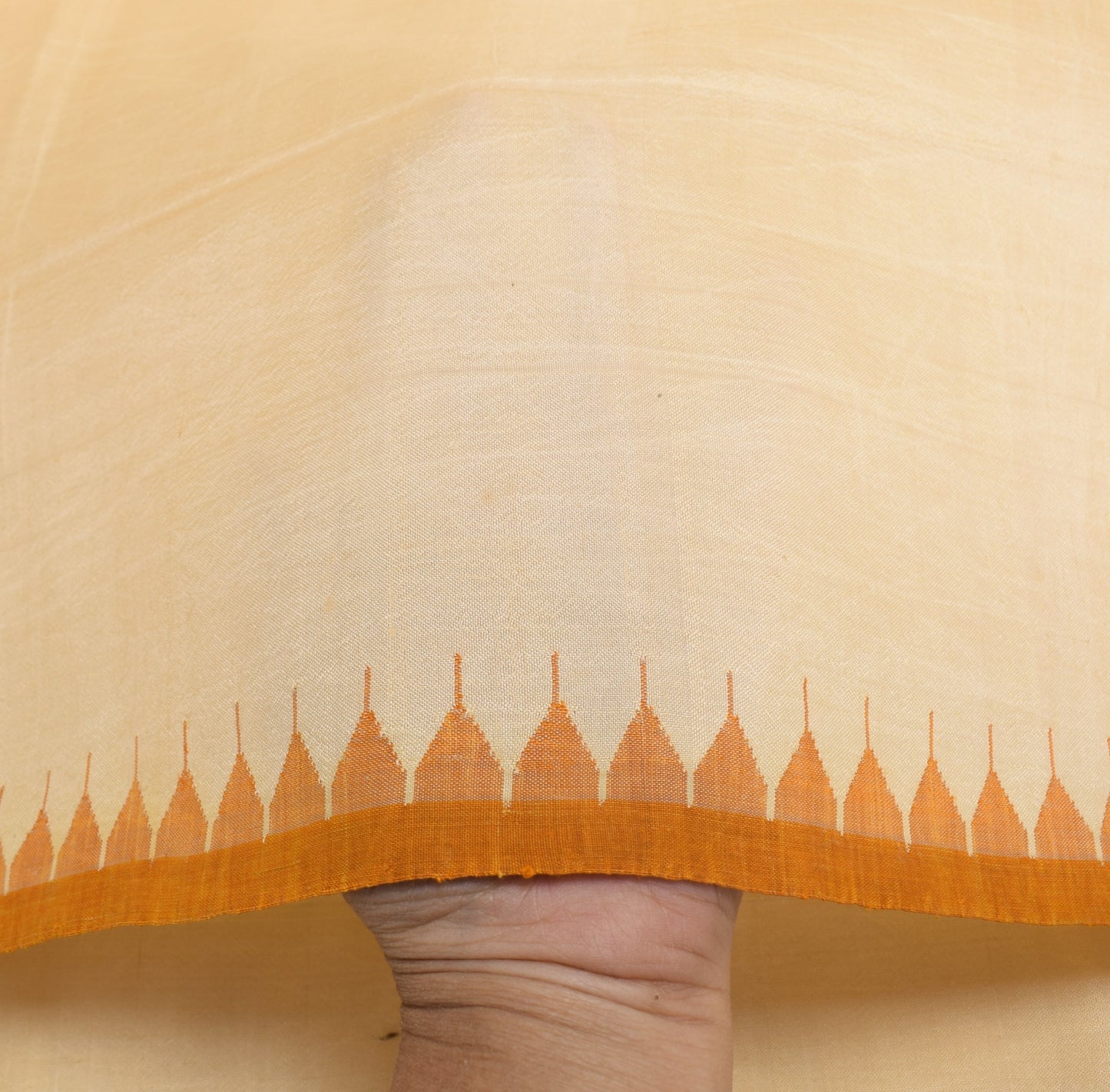 Sushila Vintage Pure Silk Dupatta Hand Woven With Fringe Border Cream Long Stole