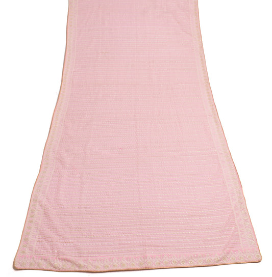 Sushila Vintage Pink Dupatta Art Georgette All Over Embroidered Long Stole Wrap