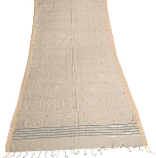 Sushila Vintage Gray Dupatta Pure Cotton Silk Printed & Embroidered Long Stole