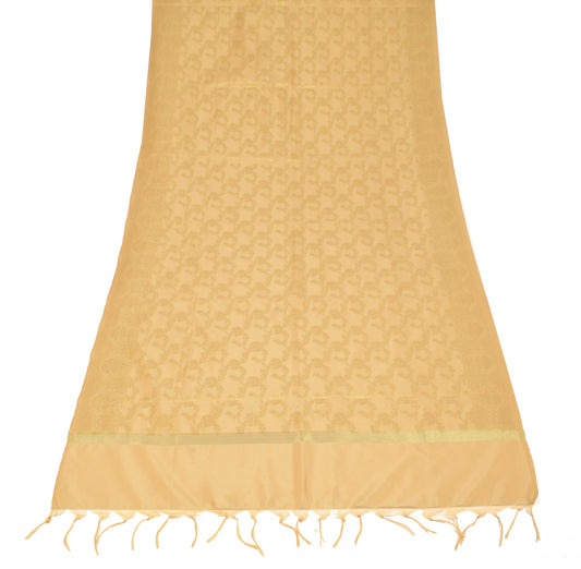 Sushila Vintage Beige Banarasi Dupatta Art Silk Zari Brocade Floral Long Stole