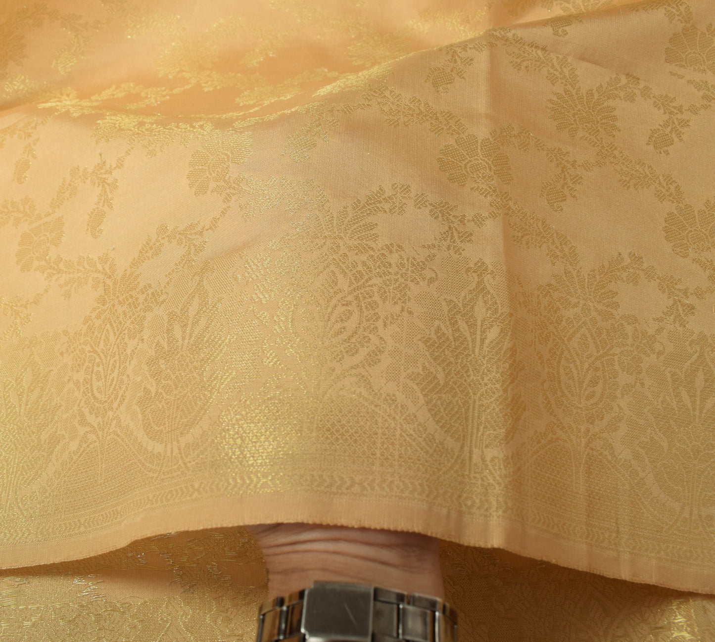 Sushila Vintage Beige Banarasi Dupatta Art Silk Zari Brocade Floral Long Stole
