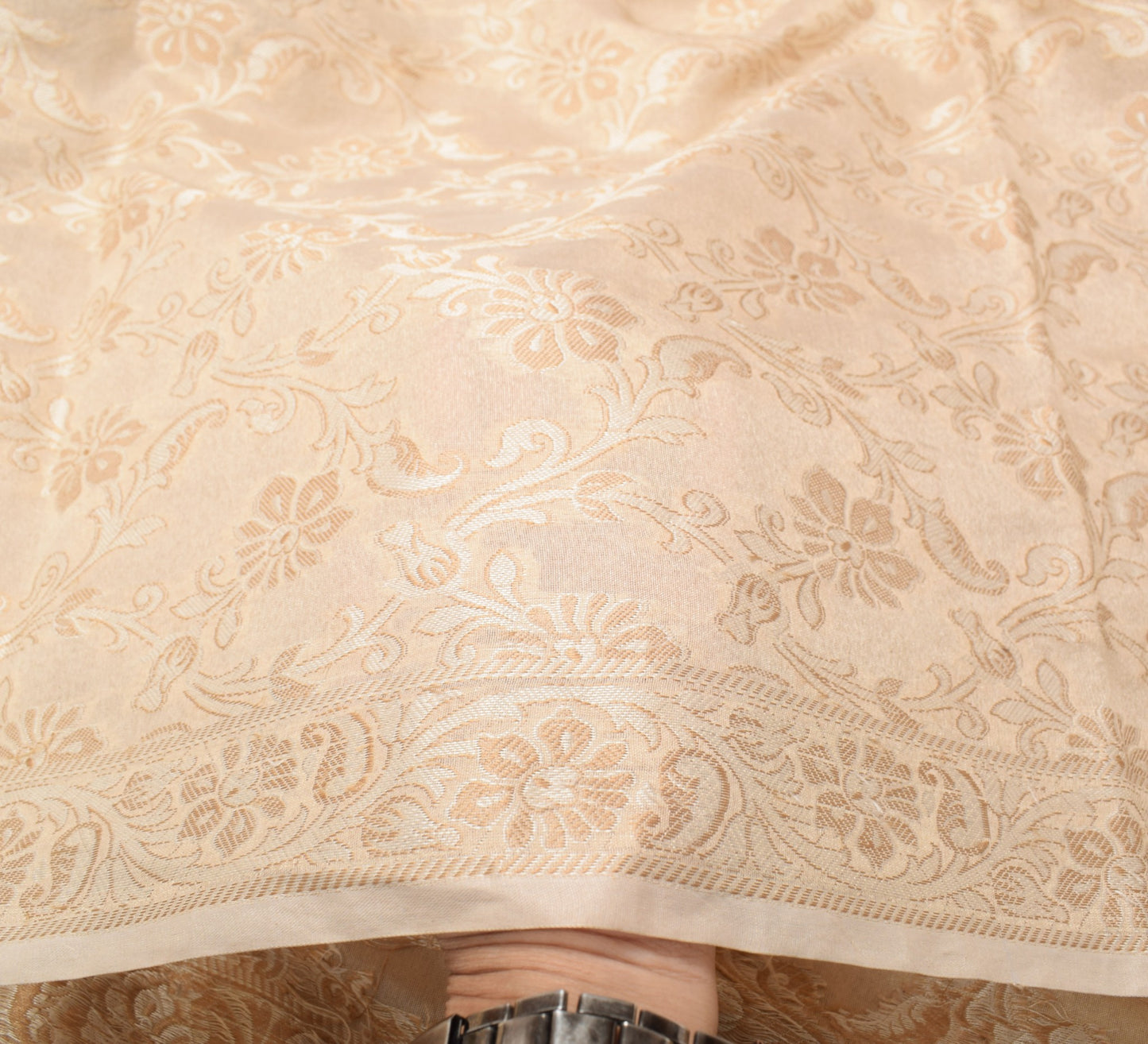 Sushila Vintage Resham Woven Dupatta Art Cotton Silk Cream Indian Long Stole