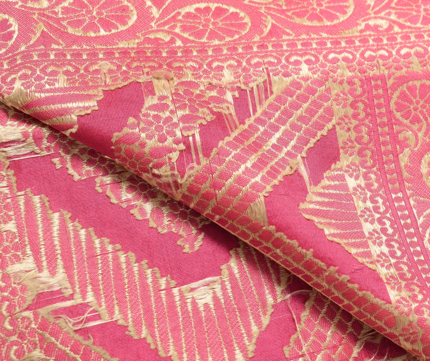 Sushila Vintage Banarasi Pink Dupatta Art Silk Resham Brocade Zig-Zag LongStole