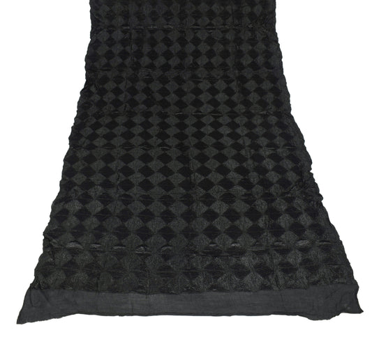 Sushila Vintage Phulkari Heavy Dupatta Pure chiffon Embroidered Black Long Stole