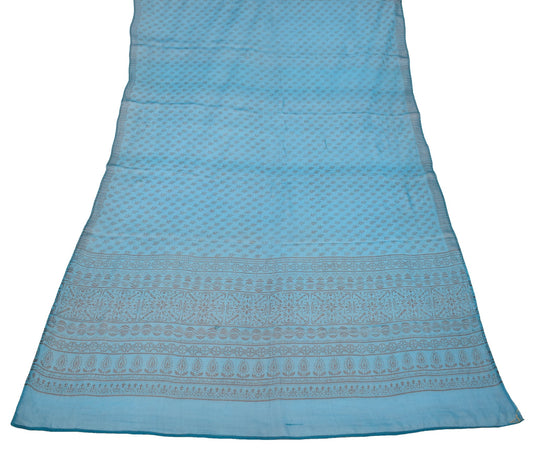 Sushila Vintage Teal Blue Dupatta 100% Pure Georgette Floral Printed Long Stole