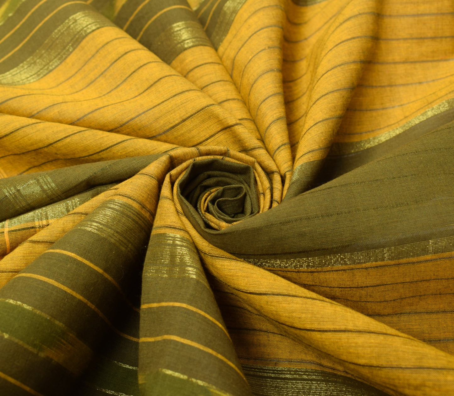 Sushila Vintage Hand Woven Ikat Dupatta Pure Cotton Green Mustard Long Stole