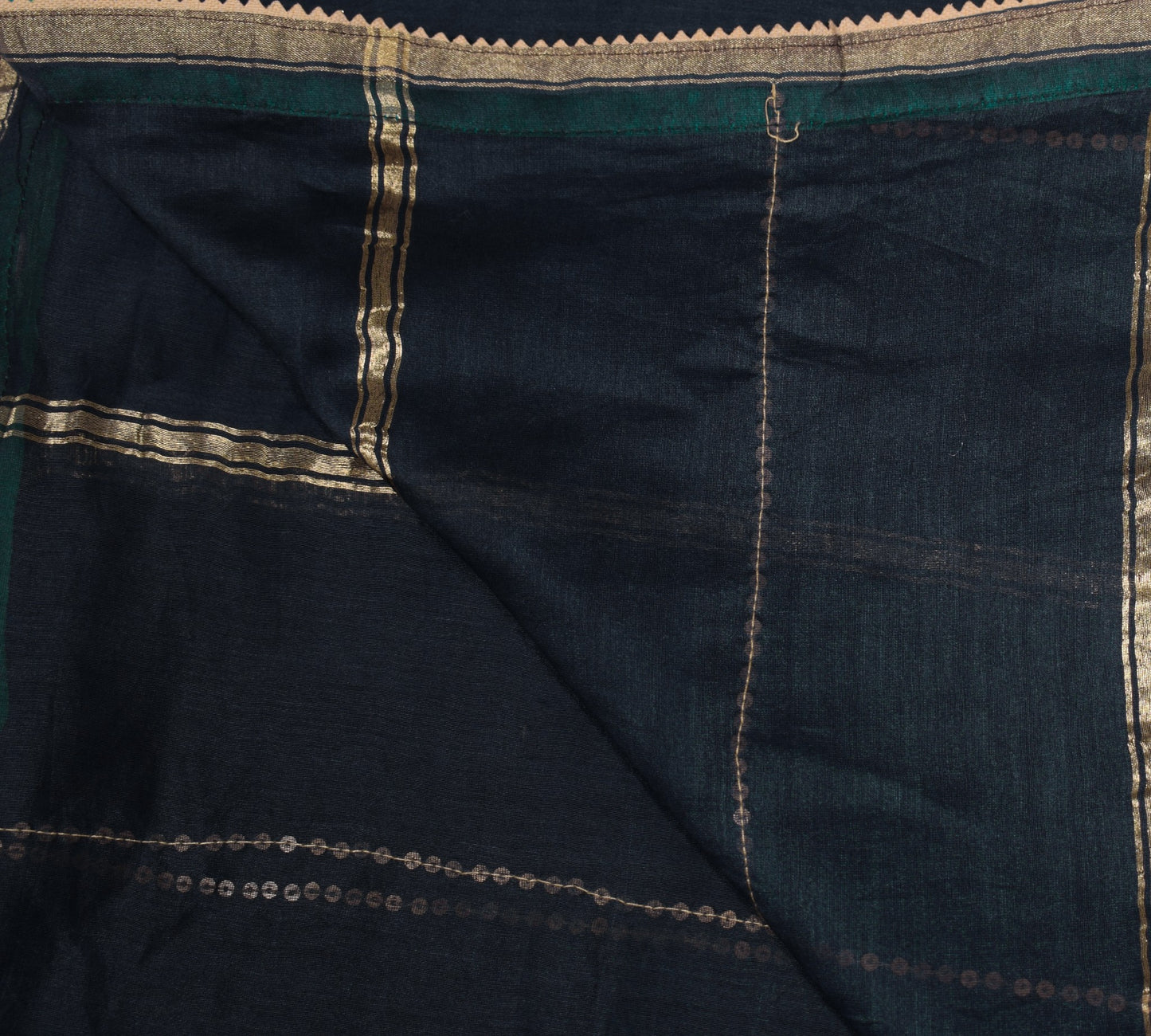 Sushila Vintage Black Woven Dupatta Contract Border Pure Cotton Silk Long Stole