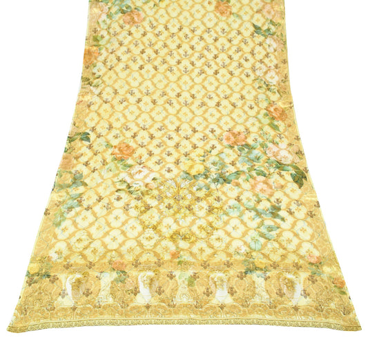 Sushila Vintage Yellow Dupatta Digital Printed Pure Georgette Silk Long Stole