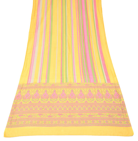 Sushila Vintage 100% Pure Cotton Dupatta Stripes Printed Multi-Color Long Stole