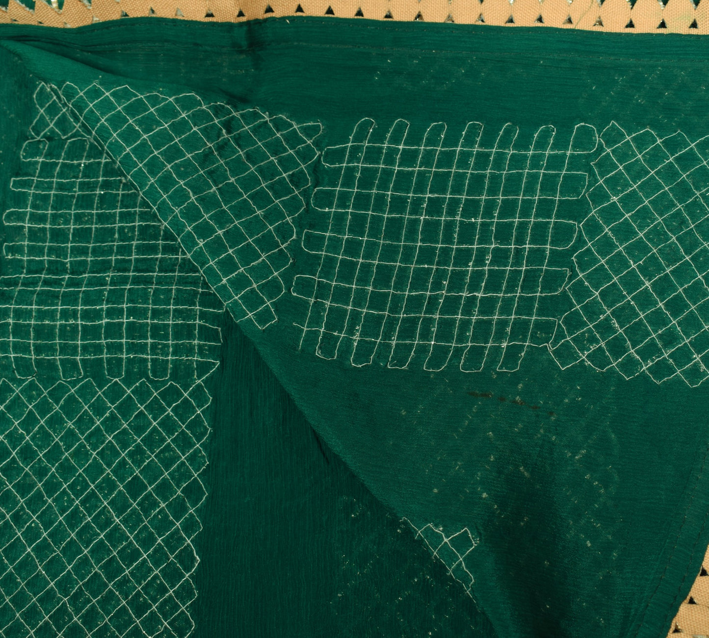 Sushila Vintage Dark Green Dupatta Pure Chiffon Gotta Patti Wedding Long Stole