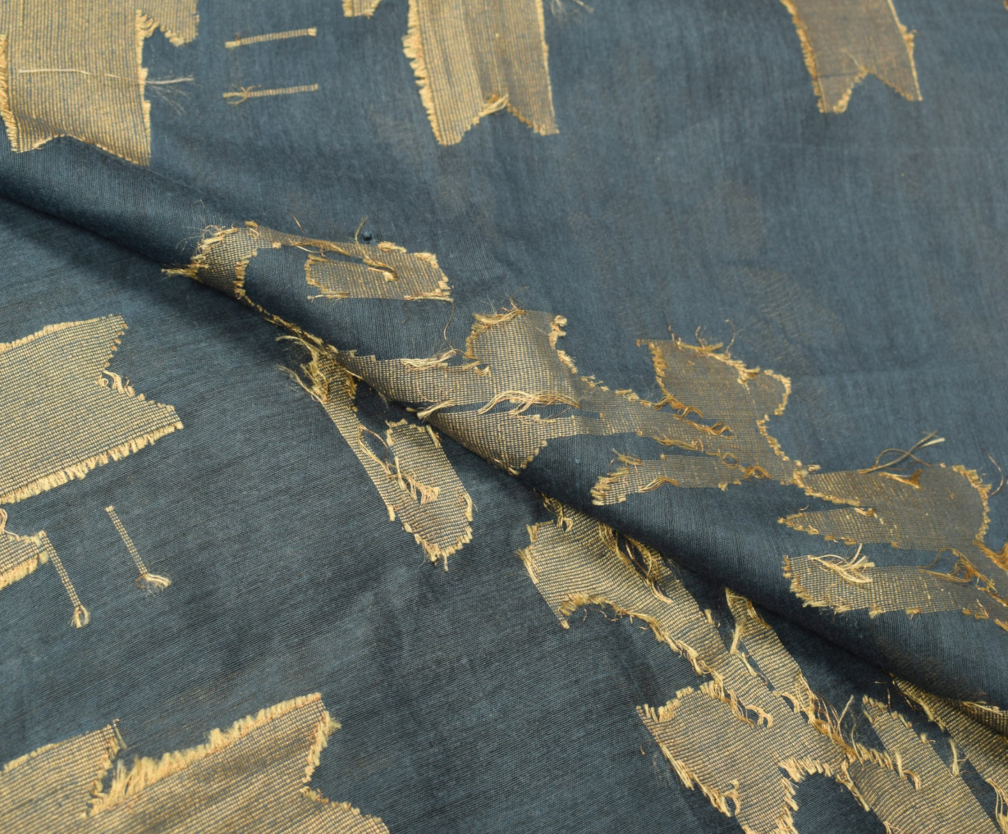 Sushila Vintage Grayish Blue & Black Dupatta Woven Pure Cotton Floral Long Stole