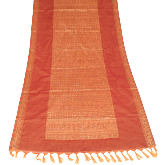 Sushila Vintage Mustard Maroon Dupatta Art Cotton Silk Woven Floral Long Stole