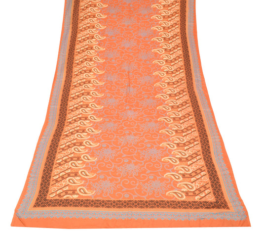 Sushila Vintage Rust Printed Dupatta 100%Pure Cotton Floral Soft Long Stole Wrap