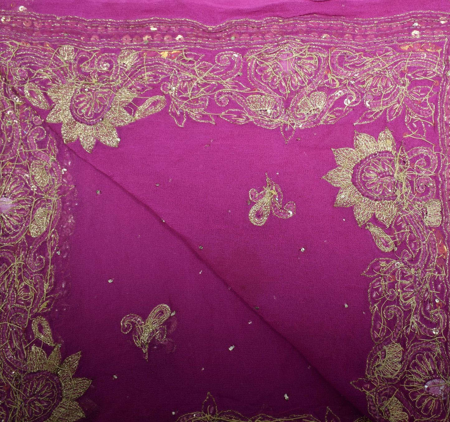 Sushila Vintage Pink Dupatta Pure Georgette Zari Sequins Embellish Long Stole