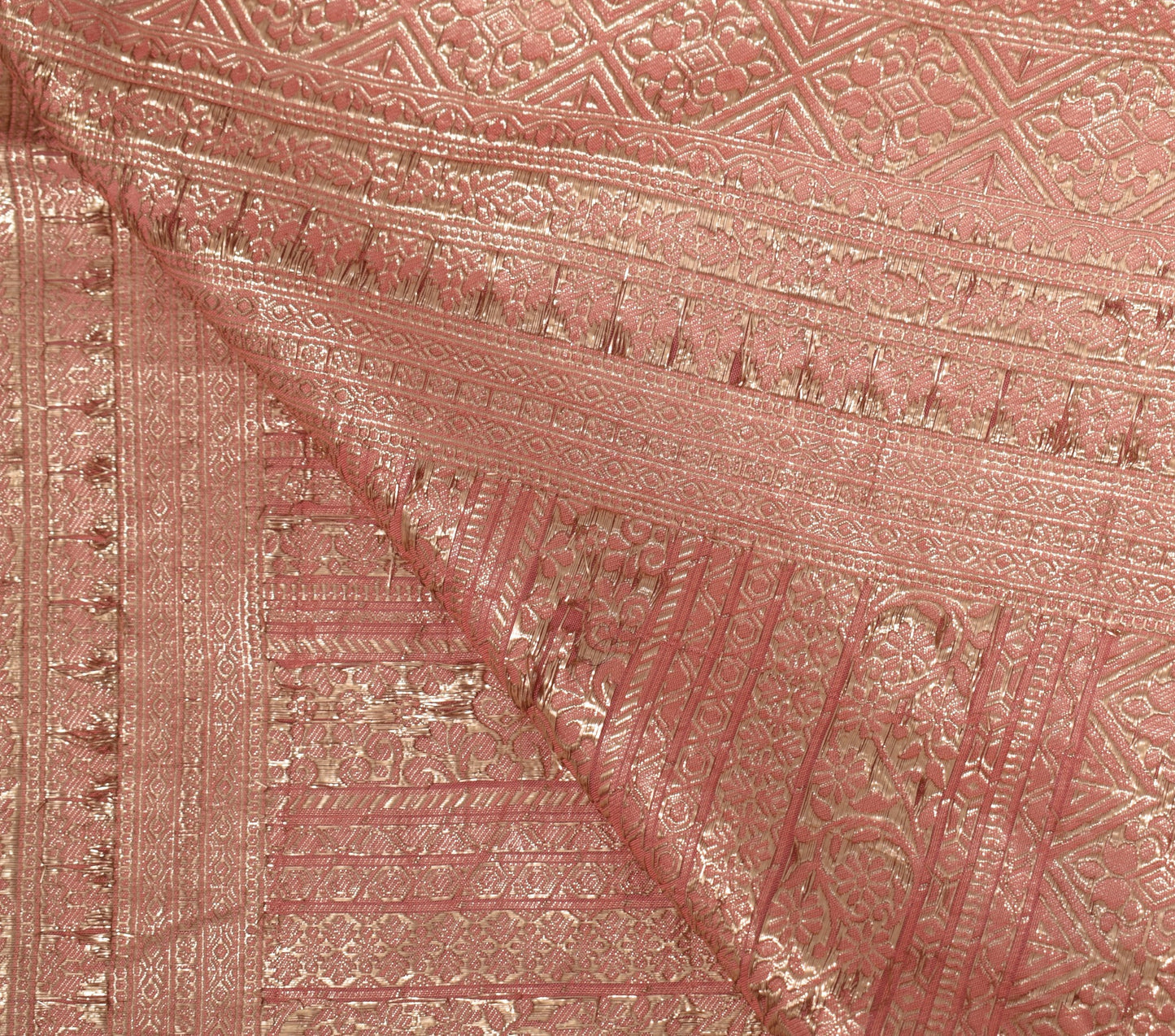 Sushila Vintage Peach Dupatta Pure Silk Banarasi Brocade Woven Long Stole