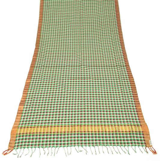 Sushila Vintage Multi-Color Checks Dupatta Pure Cotton BRANDED Woven Long Stole