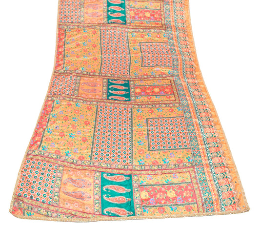 Sushila Vintage Chinnon Silk Dupatta Abla Work Multicolor HEAVY Wrap Long Stole