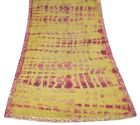 Sushila Vintage Green Tie-Dye Dupatta Zari Embroidered Pure Chiffon Long Stole