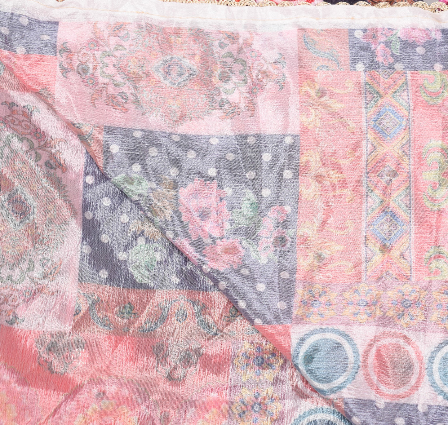 Sushila Vintage Abla Work Dupatta Chinnon Silk Mirror Beaded HEAVY Long Stole