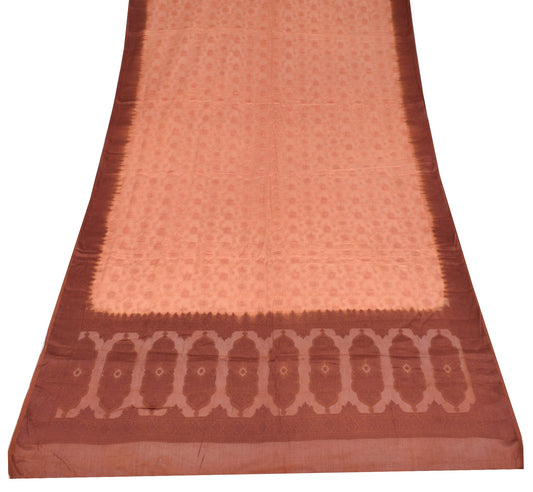 Sushila Vintage Peach Floral Dupatta 100% Pure Silk All Over Woven Long Stole