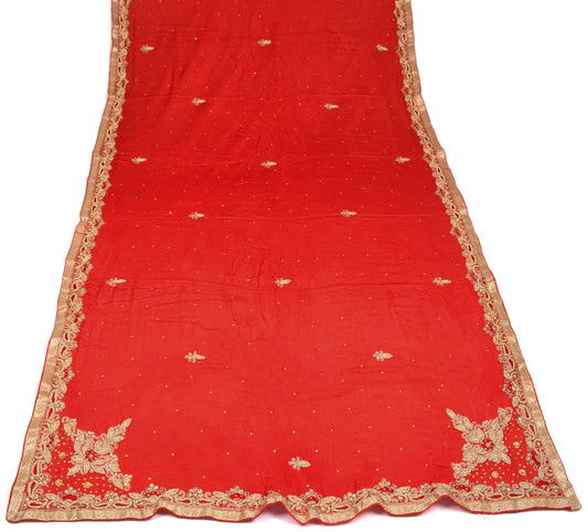 Sushila Vintage Red Wedding Dupatta Pure Chiffon Embroidered Floral Long Stole
