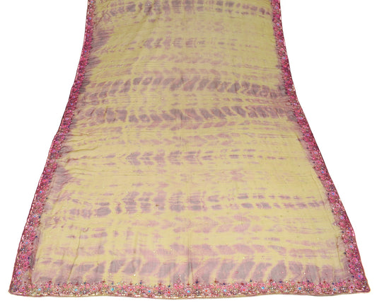 Sushila Vintage Pure Chiffon Dupatta Tie-Dye & Embroidered Green Long Stole Wrap
