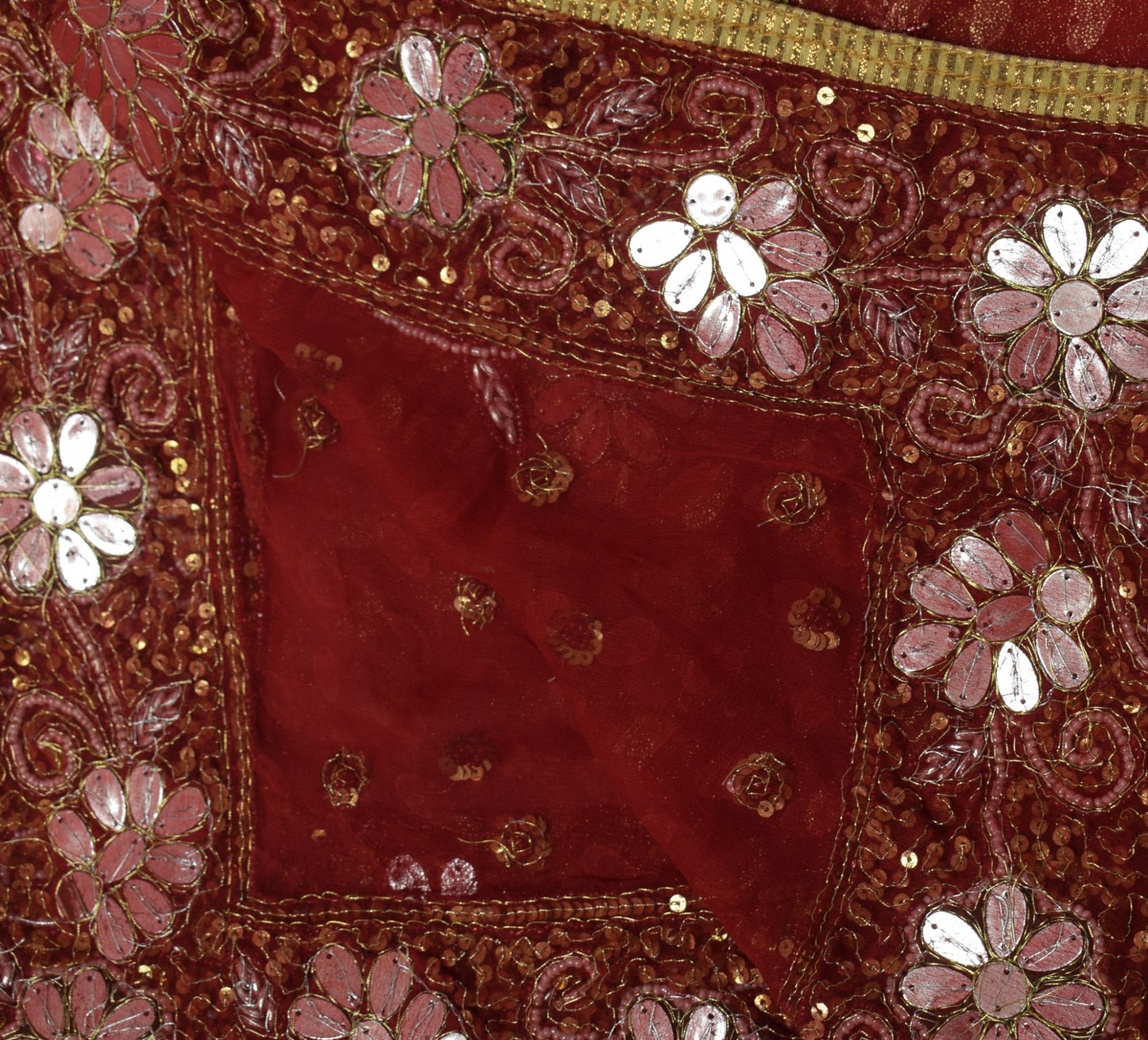 Sushila Vintage Maroon Heavy Dupatta Pure Georgette Sequins Embellish Long Stole