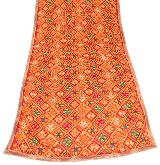 Sushila Vintage Red Heavy Dupatta Bagh Phulkari Art Silk Traditional Long Stole