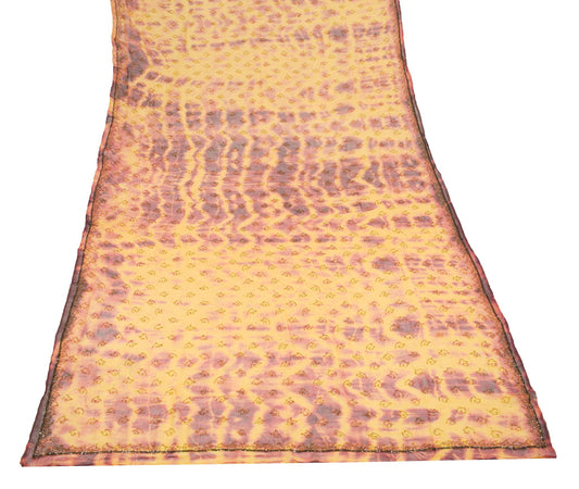 Sushila Vintage Green Tie-Dye Dupatta Pure Georgette Glass Beads Work Long Stole
