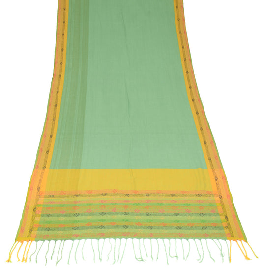 Sushila Vintage Green BRANDED Dupatta 100%Pure Cotton Handmade Kantha Long Stole