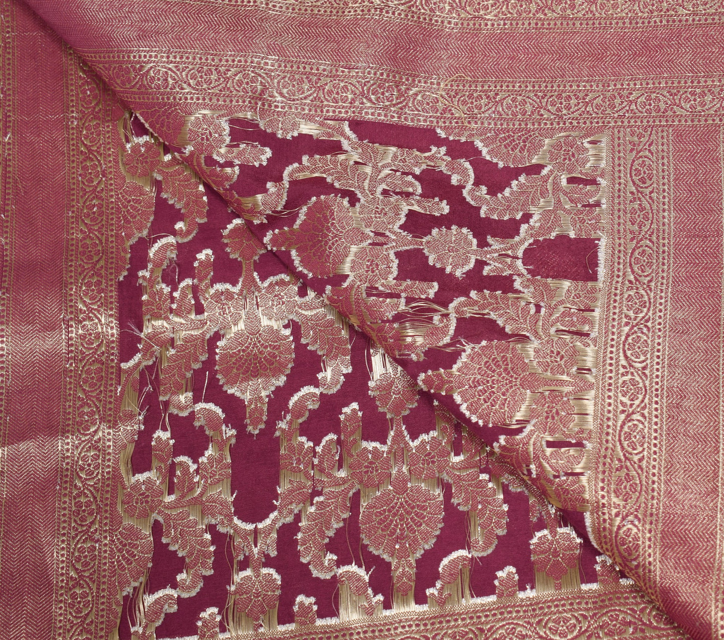 Sushila Vintage Mauve Banarasi Dupatta Pure Cotton Silk Zari Woven Long Stole